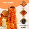 Marigold Garland for Decoration 5 feet Long Strands Artificial Marigold Flowers (Orange)